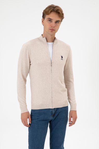 ژاکت اسلیم فیت  خاکستری ملانژ  اندامی  مردانه یو اس پولو | US POLO ASSN