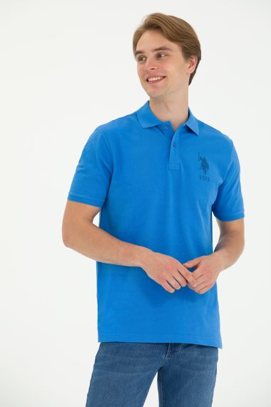 پولوشرت یقه پولو آبی  رگولار آستین کوتاه مردانه یو اس پولو | US POLO ASSN