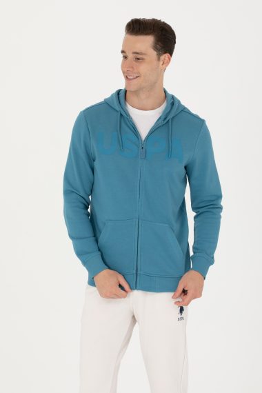ژاکت هودی آبی نفتی  رگولار آستین بلند مردانه یو اس پولو | US POLO ASSN