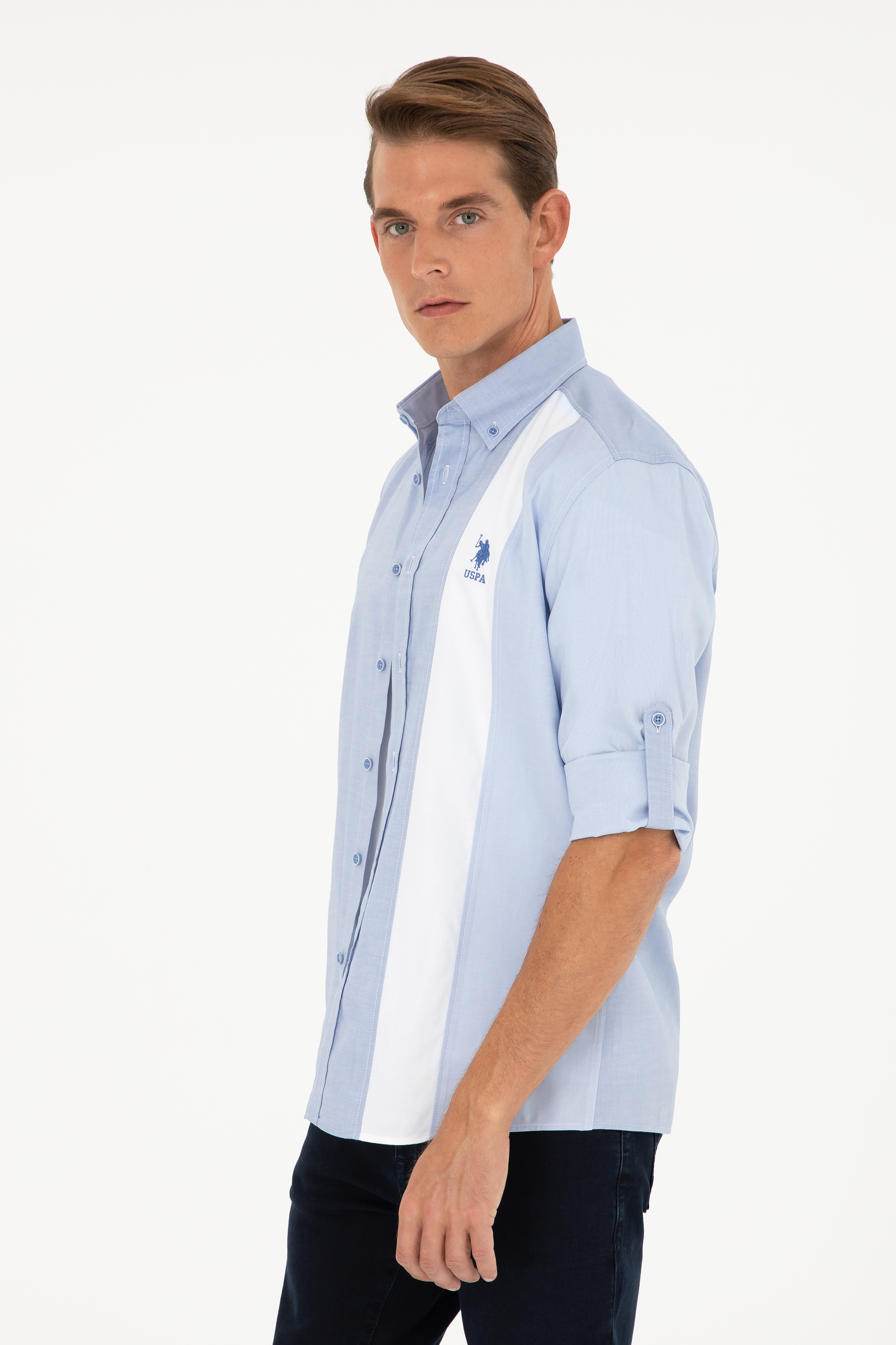 پیراهن آبی تیره رگولار مردانه یو اس پولو | US POLO ASSN
