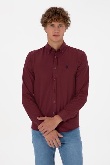 پیراهن بیسیک  آلبالویی  اندامی  مردانه یو اس پولو | US POLO ASSN