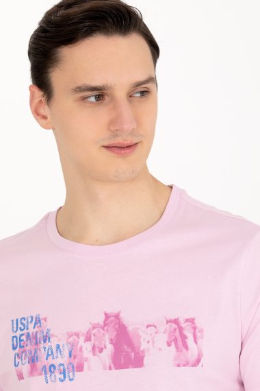 تی شرت یقه گرد یقه گرد بنفش  رگولار آستین کوتاه مردانه یو اس پولو | US POLO ASSN
