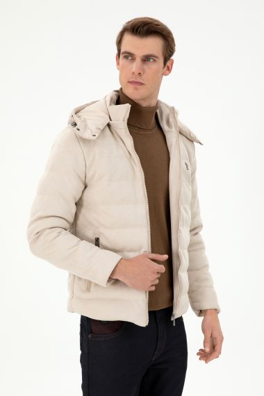 جکت چرم  بژ  استاندارد فیت  مردانه یو اس پولو | US POLO ASSN