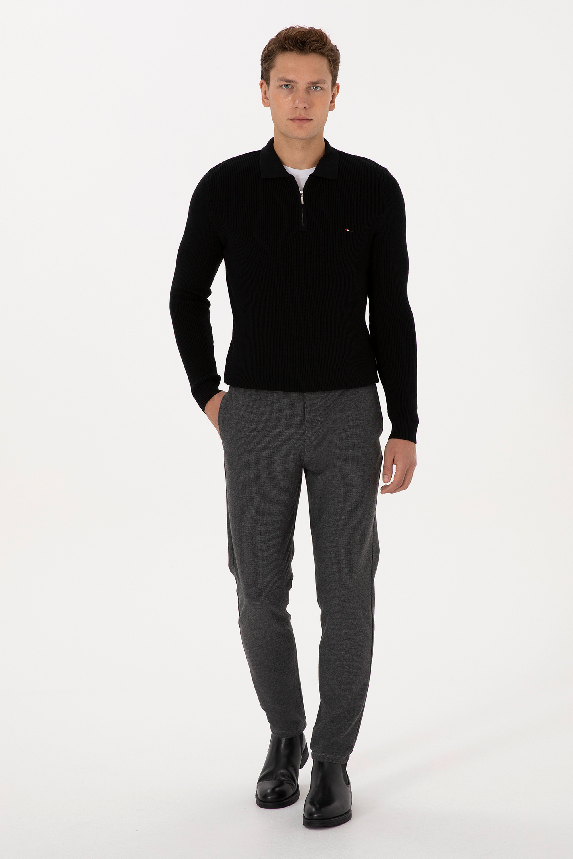 شلوار چینو / کانواس خاکستری جاگر مردانه یو اس پولو | US POLO ASSN
