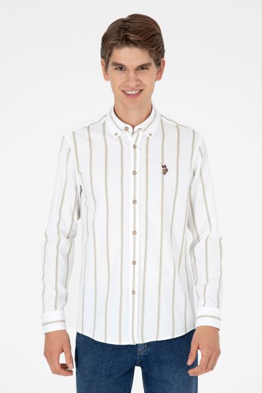 پیراهن  خاکی روشن  اندامی  مردانه یو اس پولو | US POLO ASSN