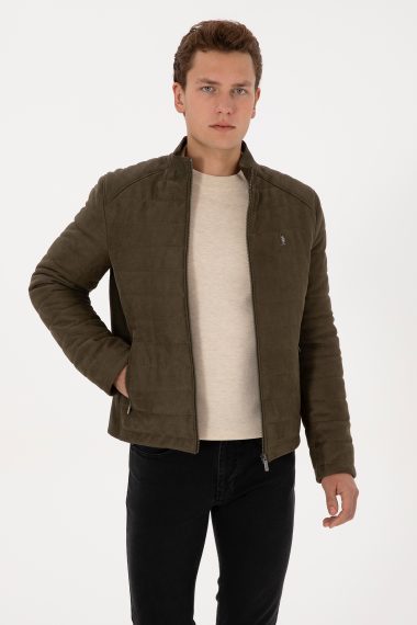 جکت چرم  خاکی  استاندارد فیت  مردانه یو اس پولو | US POLO ASSN