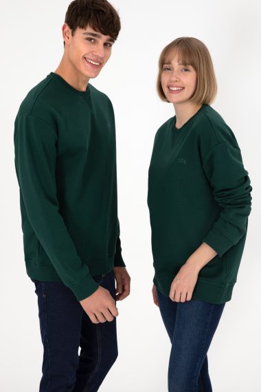 سویشرت یقه گرد سبز تیره  ریلکس  مردانه یو اس پولو | US POLO ASSN