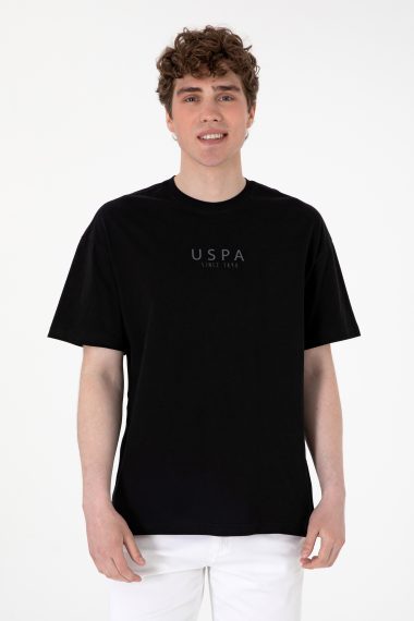 تی شرت یقه گرد اورسایز یقه گرد سیاه  Oversize  مردانه یو اس پولو | US POLO ASSN