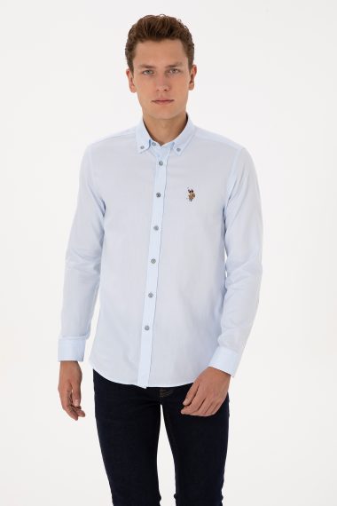 پیراهن بیسیک  سورمه ای روشن  اندامی  مردانه یو اس پولو | US POLO ASSN