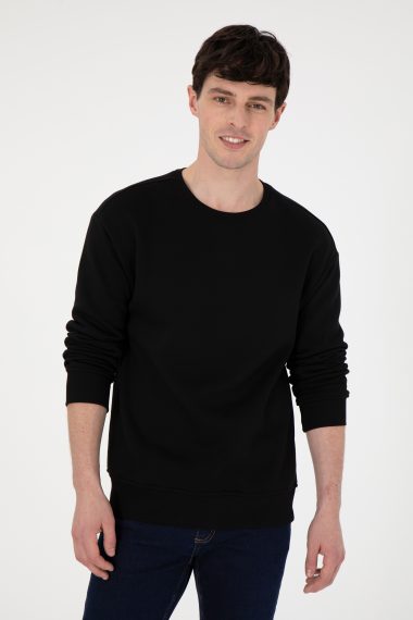 سویشرت یقه گرد سیاه  ریلکس آستین بلند مردانه یو اس پولو | US POLO ASSN