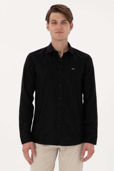 پیراهن بیسیک  سیاه  اندامی  مردانه یو اس پولو | US POLO ASSN