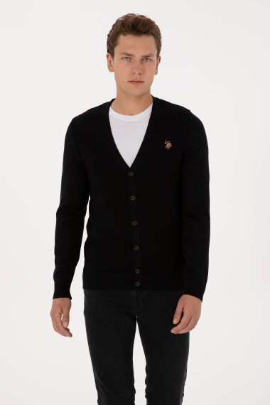 ژاکت تریکو بیسیک  سیاه  رگولار  مردانه یو اس پولو | US POLO ASSN