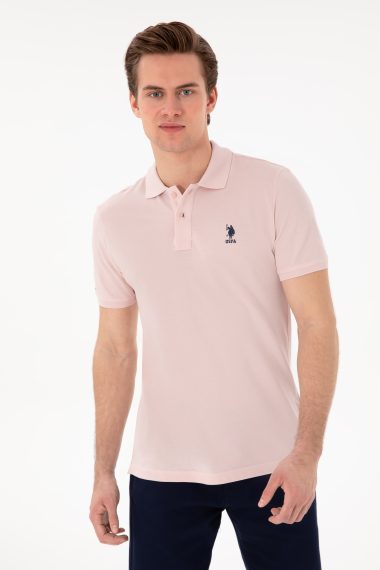پولوشرت اسلیم فیت یقه پیراهنی صورتی  اندامی آستین کوتاه مردانه یو اس پولو | US POLO ASSN