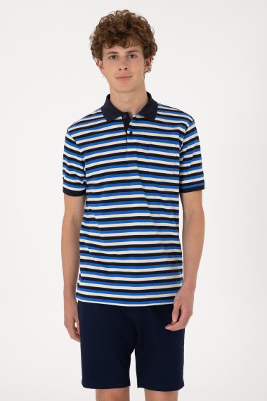 پولوشرت رگولار فیت یقه پولو لاجورد  رگولار  مردانه یو اس پولو | US POLO ASSN