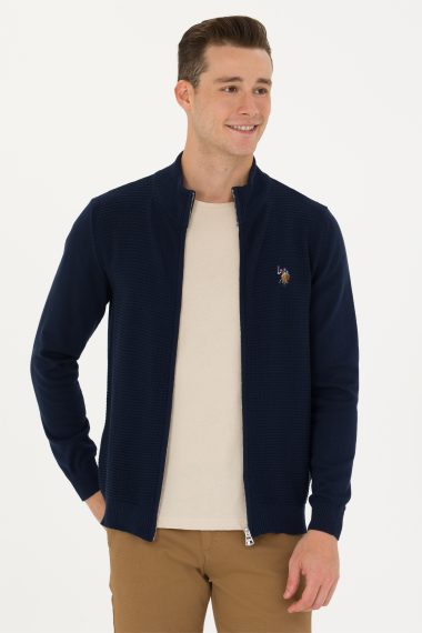 ژاکت تریکو بیسیک  لاجورد  اندامی  مردانه یو اس پولو | US POLO ASSN