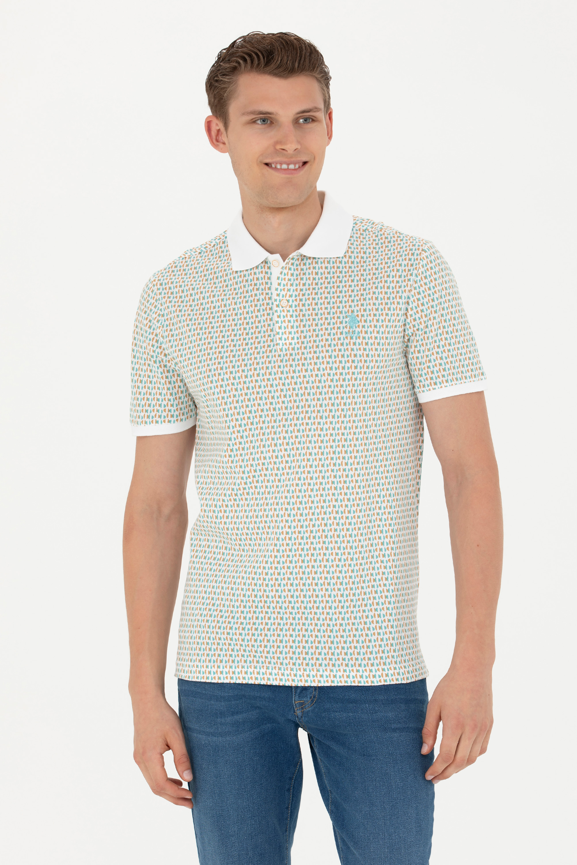 پولوشرت یقه پولو نعناعی رگولار آستین کوتاه مردانه یو اس پولو | US POLO ASSN