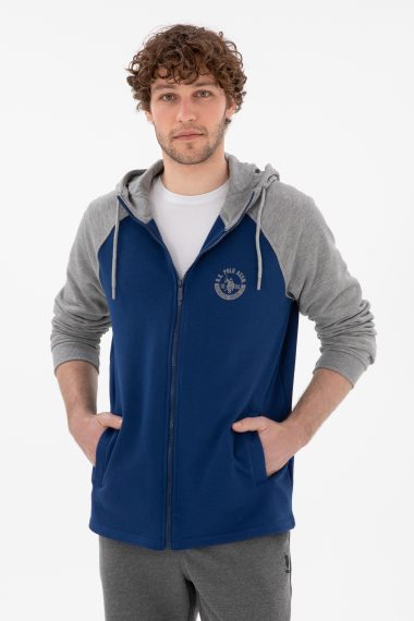 ژاکت هودی نیلی  ریلکس آستین بلند مردانه یو اس پولو | US POLO ASSN