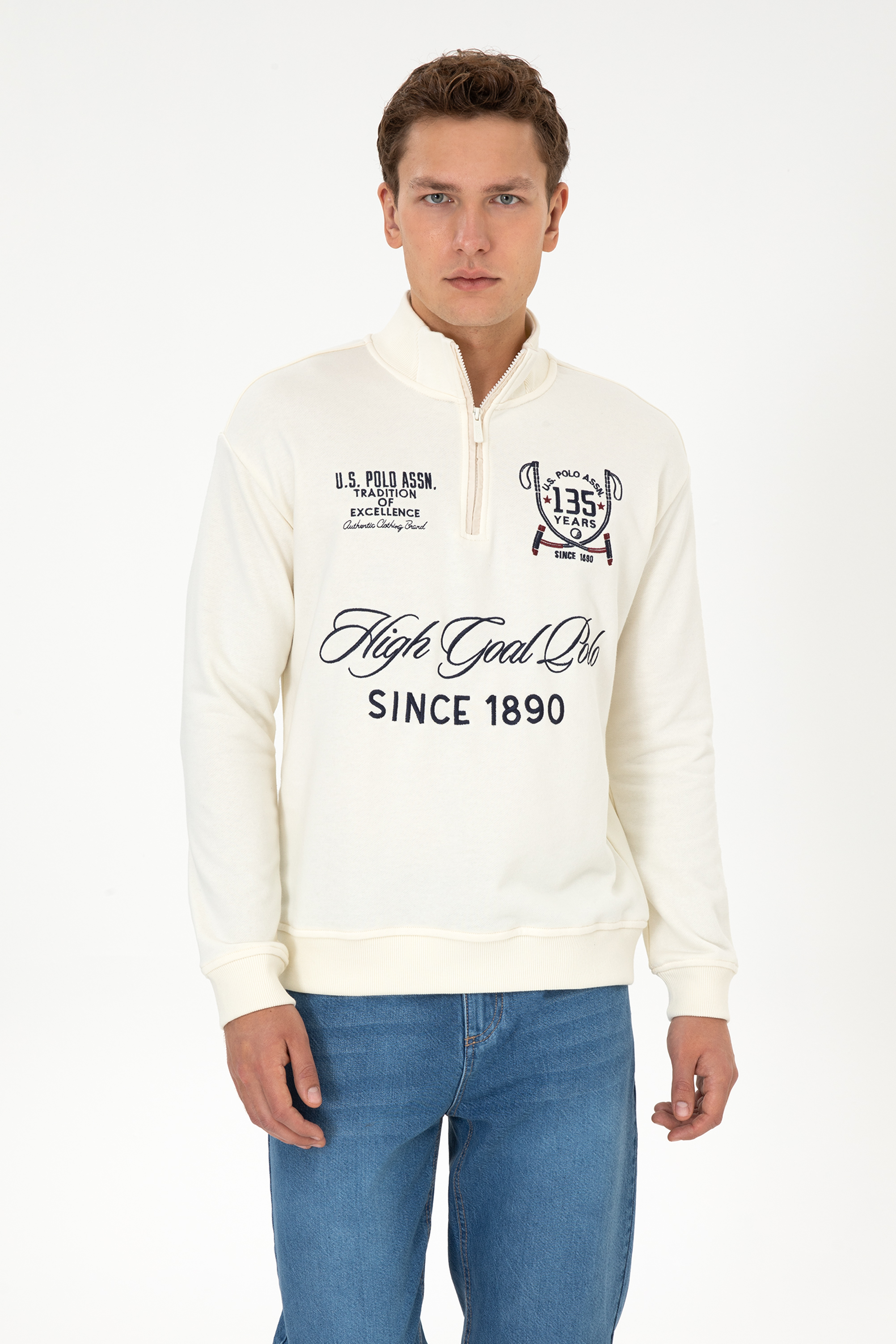 سویشرت کرمی ریلکس مردانه یو اس پولو | US POLO ASSN