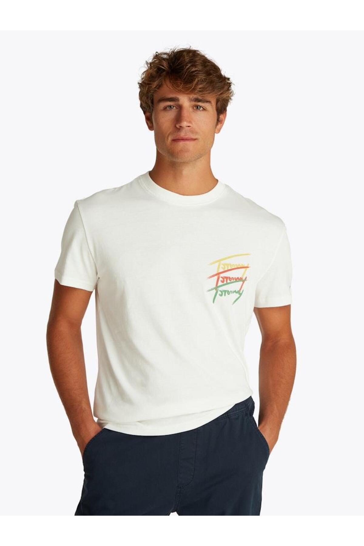 تی شرت مردانه طرح دار آستین استاندارد | تامی هیلفیگر Tommy Hilfiger DM0DM20771YBL