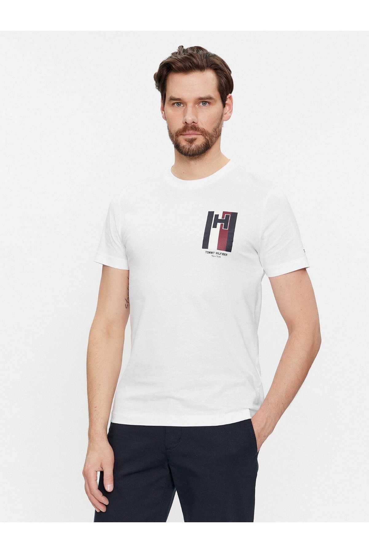 تی شرت مردانه طرح دار بند دار | تامی هیلفیگر Tommy Hilfiger MW0MW33687-TH