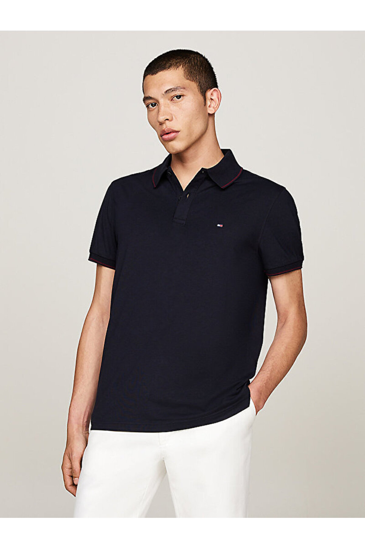 پولوشرت مردانه راسته بند دار | تامی هیلفیگر Tommy Hilfiger MW0MW37310