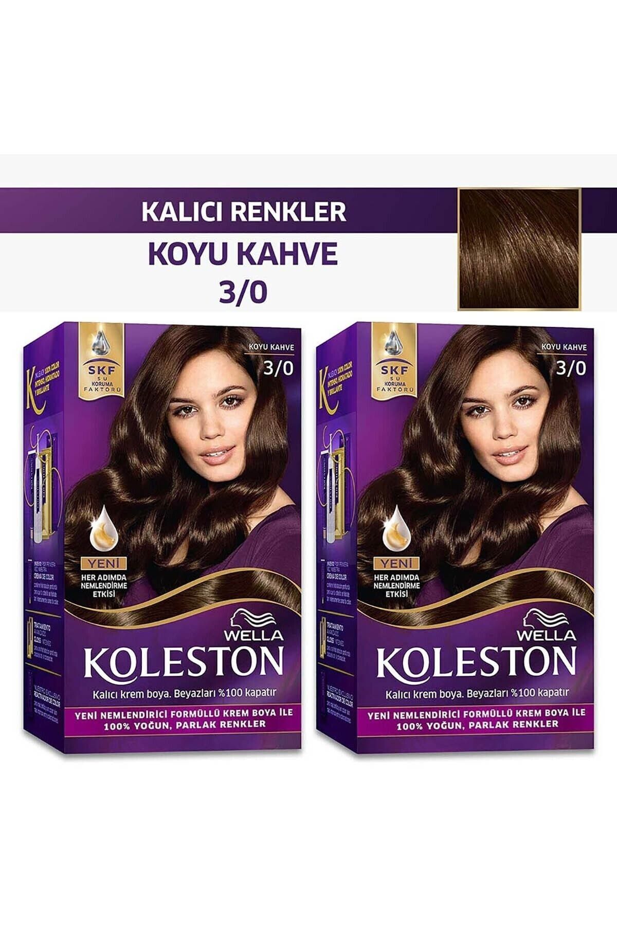 رنگ موی کولستون کیت 3/0 قهوه ای تیره X 2 عدد رنگ مو زنانه | ولا Wella KolestonKitx2