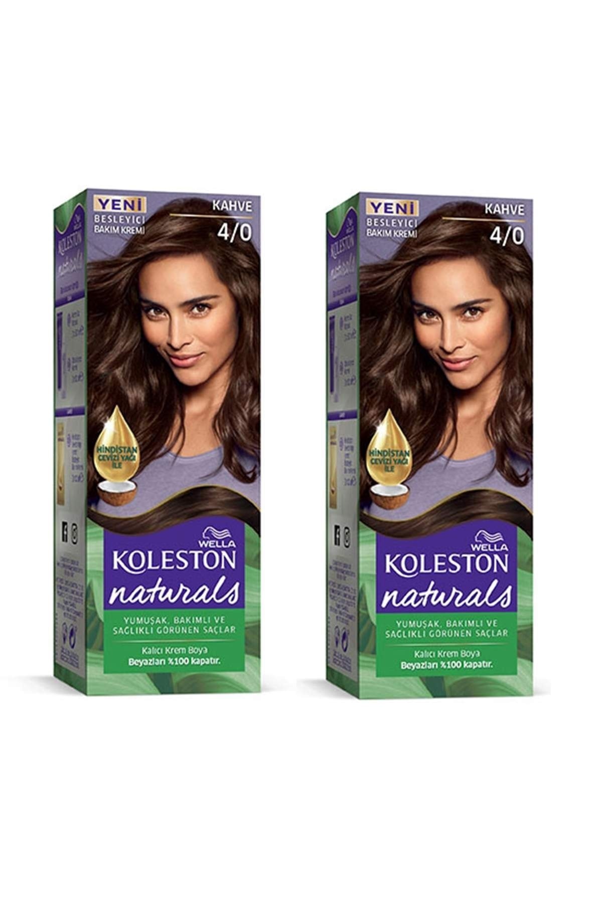 رنگ موی نچرالز قهوه ای 4/0 بسته 2 برابری رنگ مو زنانه | ولا Wella X1-RYL-3KLN206-40