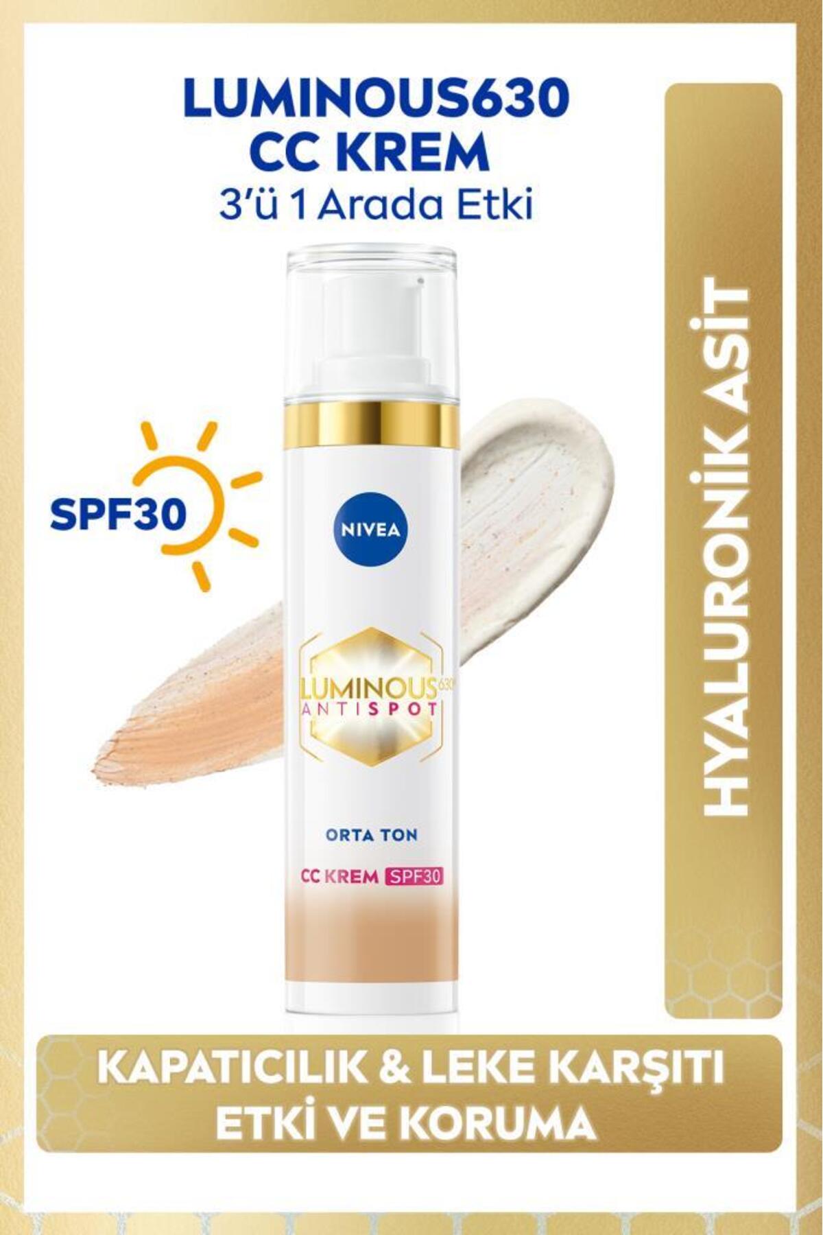 کرم ضد لک سی سی صورت لومینوس630، 40 میلی لیتر، ضد آفتاب SPF30، هیالورونیک اسید، رنگ متوسط زنانه | نیوا NIVEA 89609