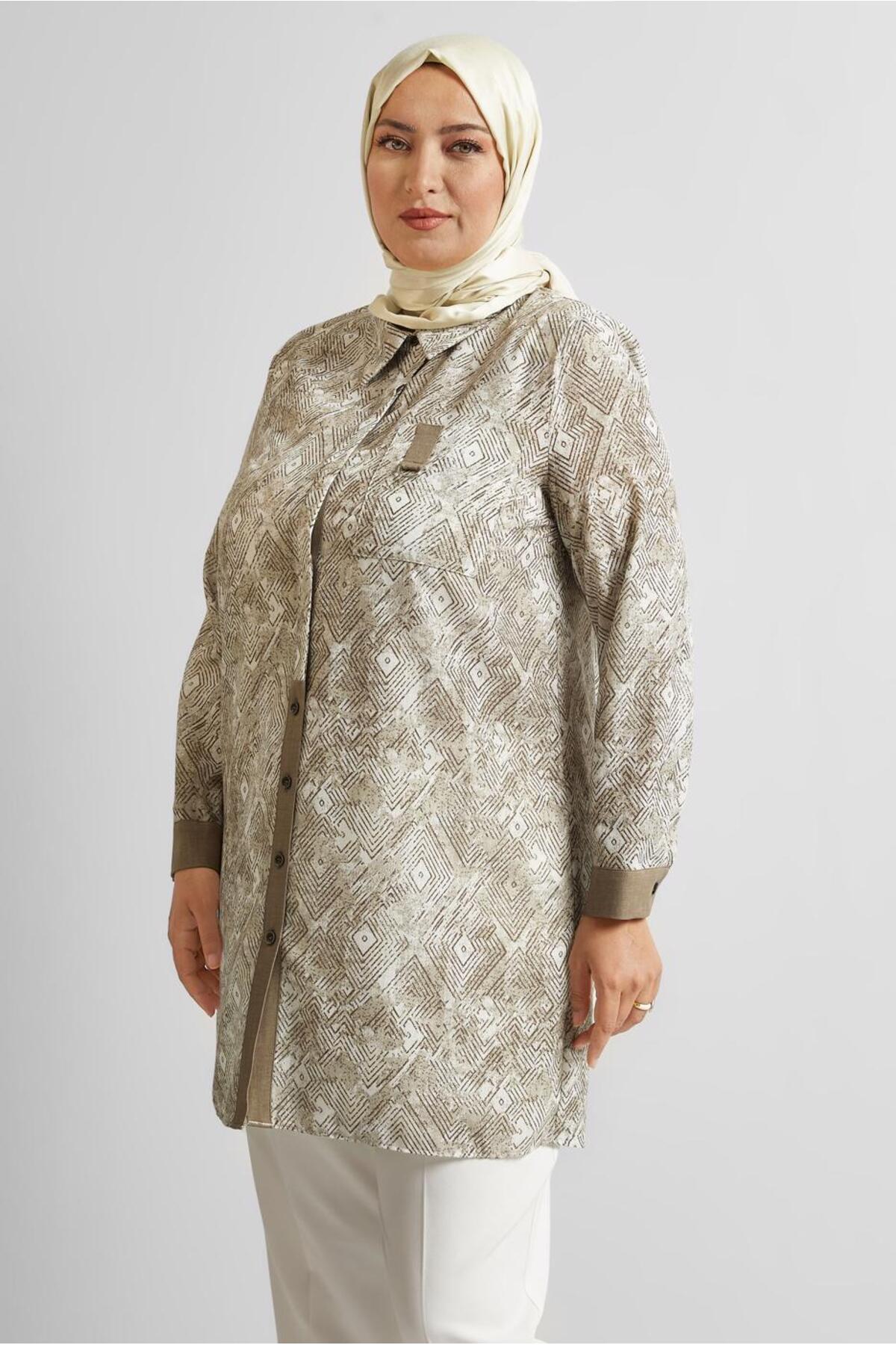 تونیک زنانه طرح دار آستین بلند | آلوینا Alvina TYCU6EVT1N174624370332791