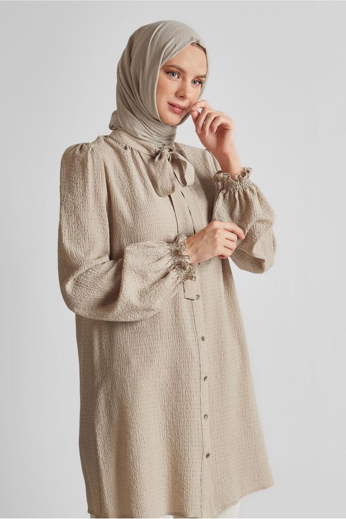 تونیک زنانه راسته آستین چین دار | آلوینا Alvina 25YTNK0045625