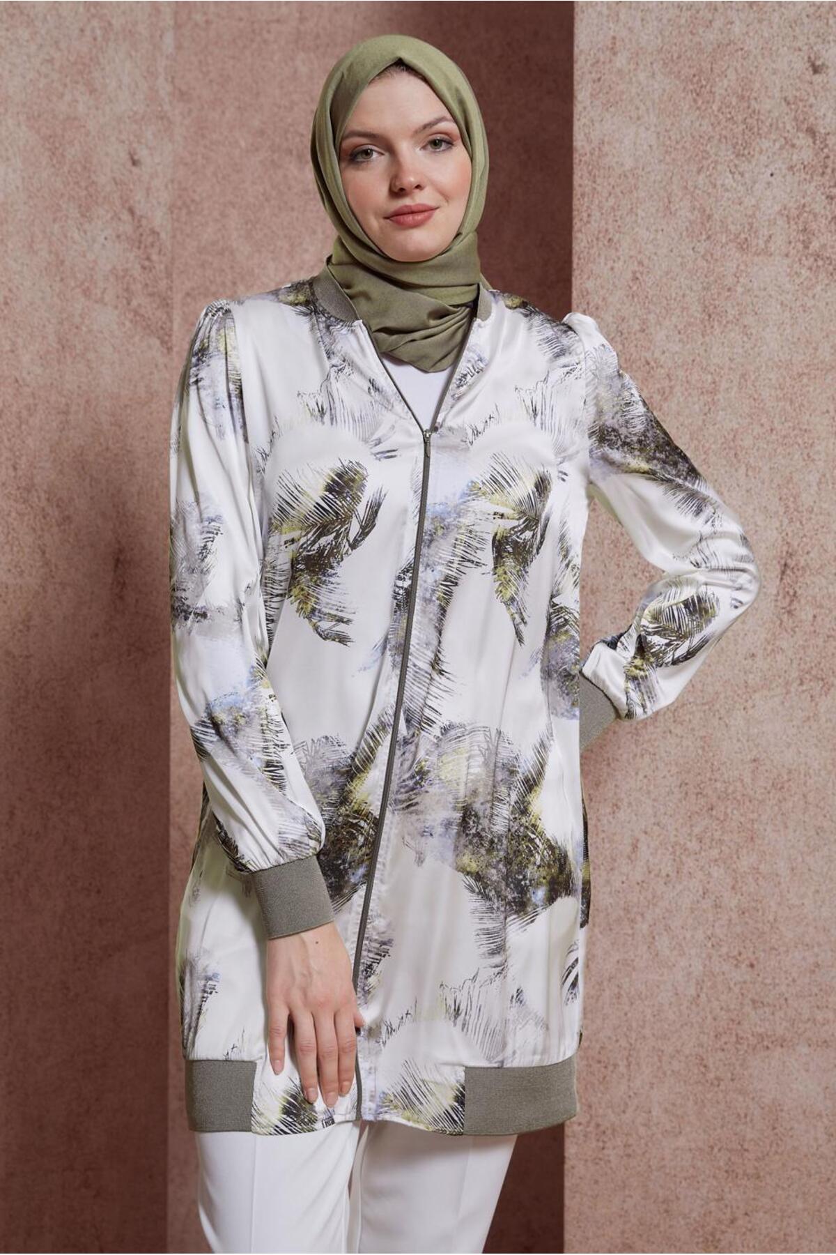 تونیک زنانه انتزاعی آستین چین دار | آلوینا Alvina 24YTNK0044571