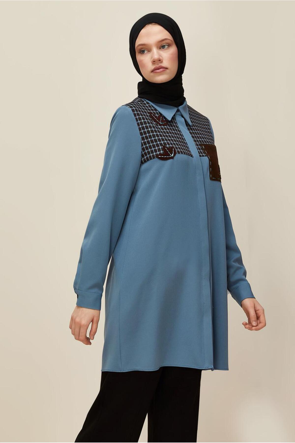 تونیک زنانه شطرنجی آستین استاندارد | آلوینا Alvina 26KTNK0045941