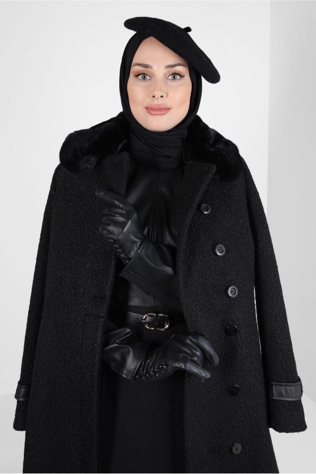 پالتو زنانه بافتنی آستین چین دار | آلوینا Alvina 24KKBN0090446