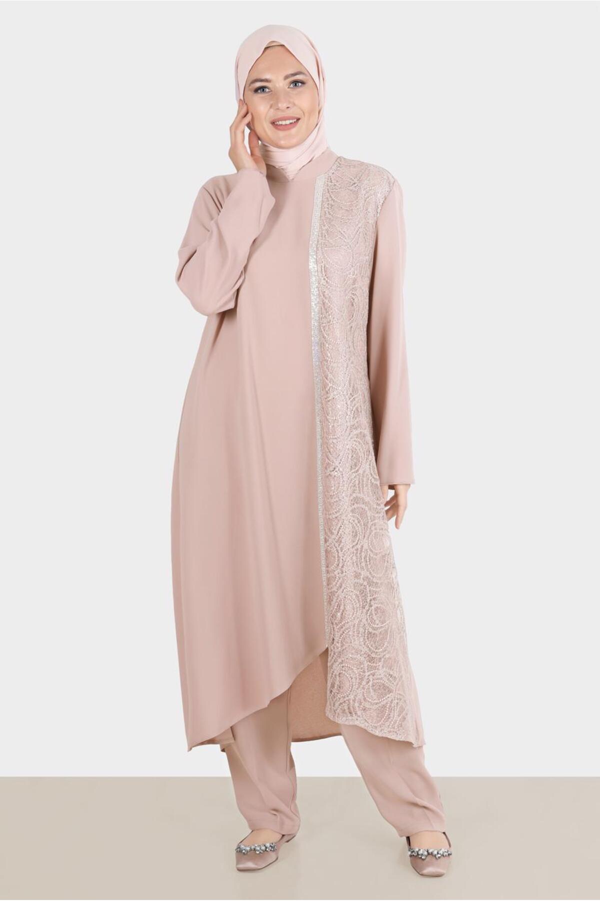 ست لباس زنانه طرح دار فاق نرمال آستین استاندارد | آلوینا Alvina 22YTKP0030274