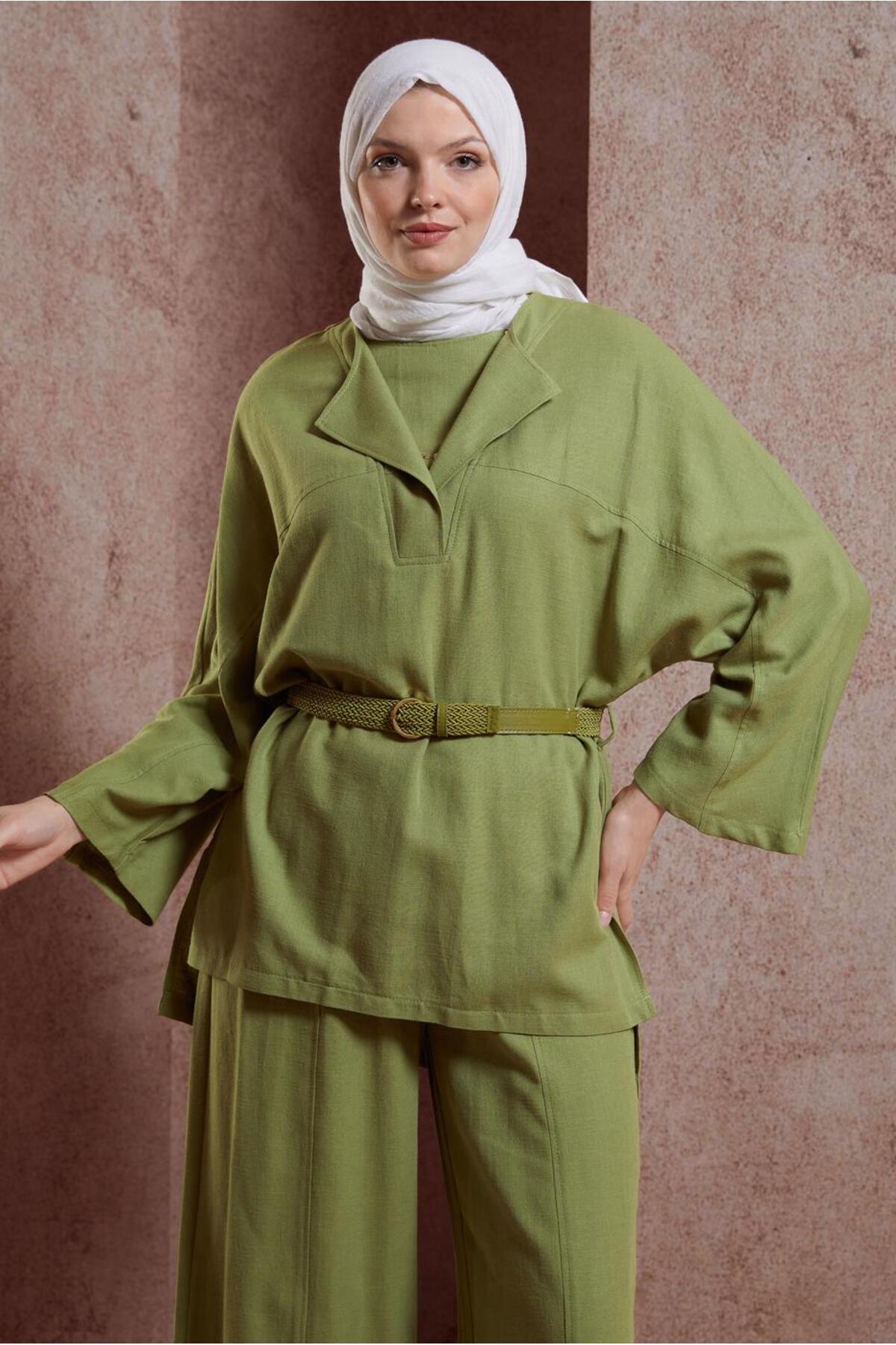 ست لباس زنانه راسته فاق نرمال آستین خفاشی | آلوینا Alvina 24YTKP0044502