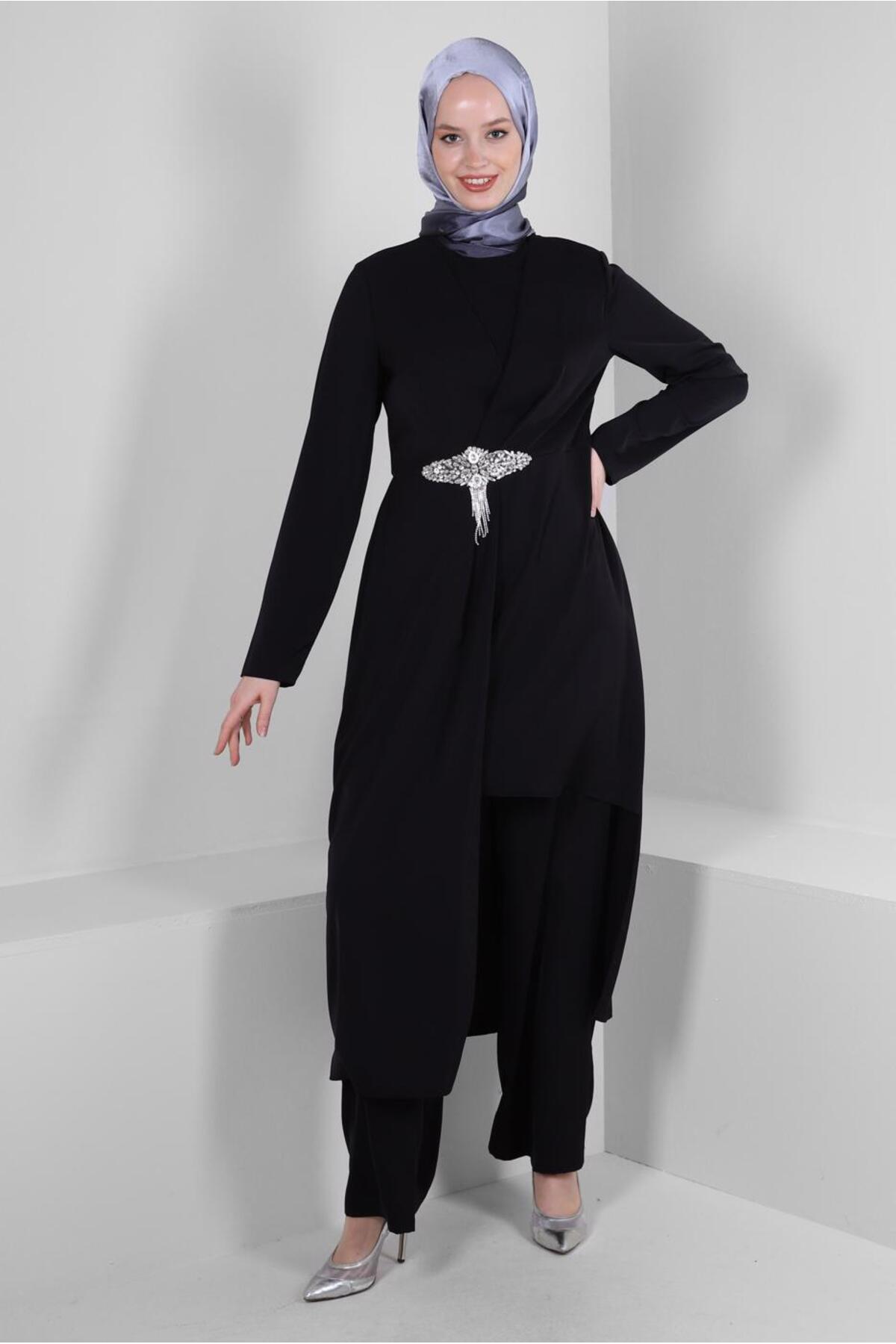 ست لباس زنانه راسته کشسان آستین افتاده | آلوینا Alvina 23YTKP0030324