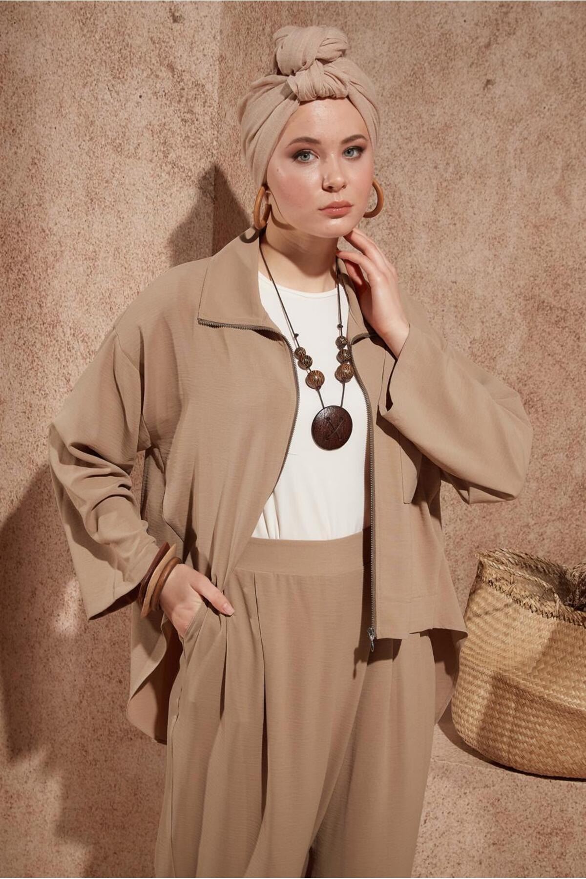 ست لباس زنانه راسته فاق نرمال آستین افتاده | آلوینا Alvina 24YTKP0044461