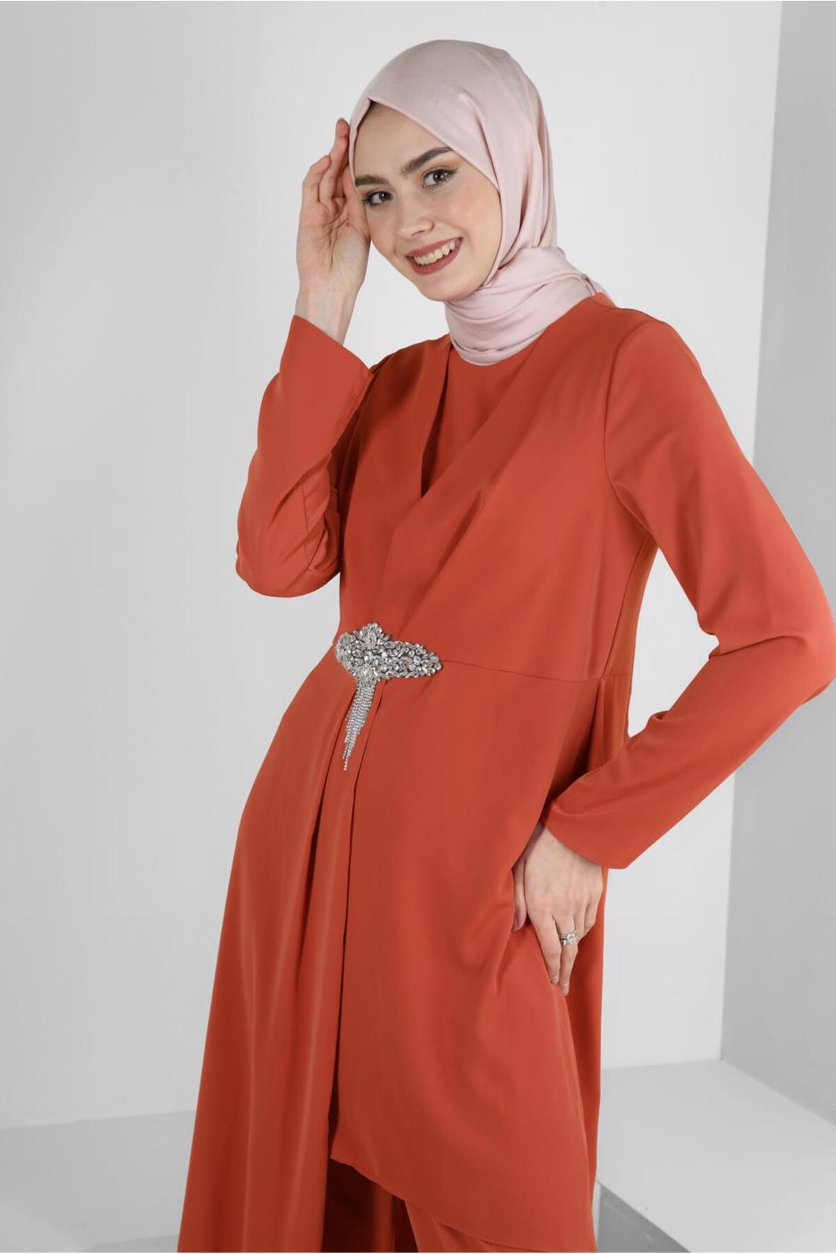 ست لباس زنانه راسته کشسان آستین افتاده | آلوینا Alvina 23YTKP0030324
