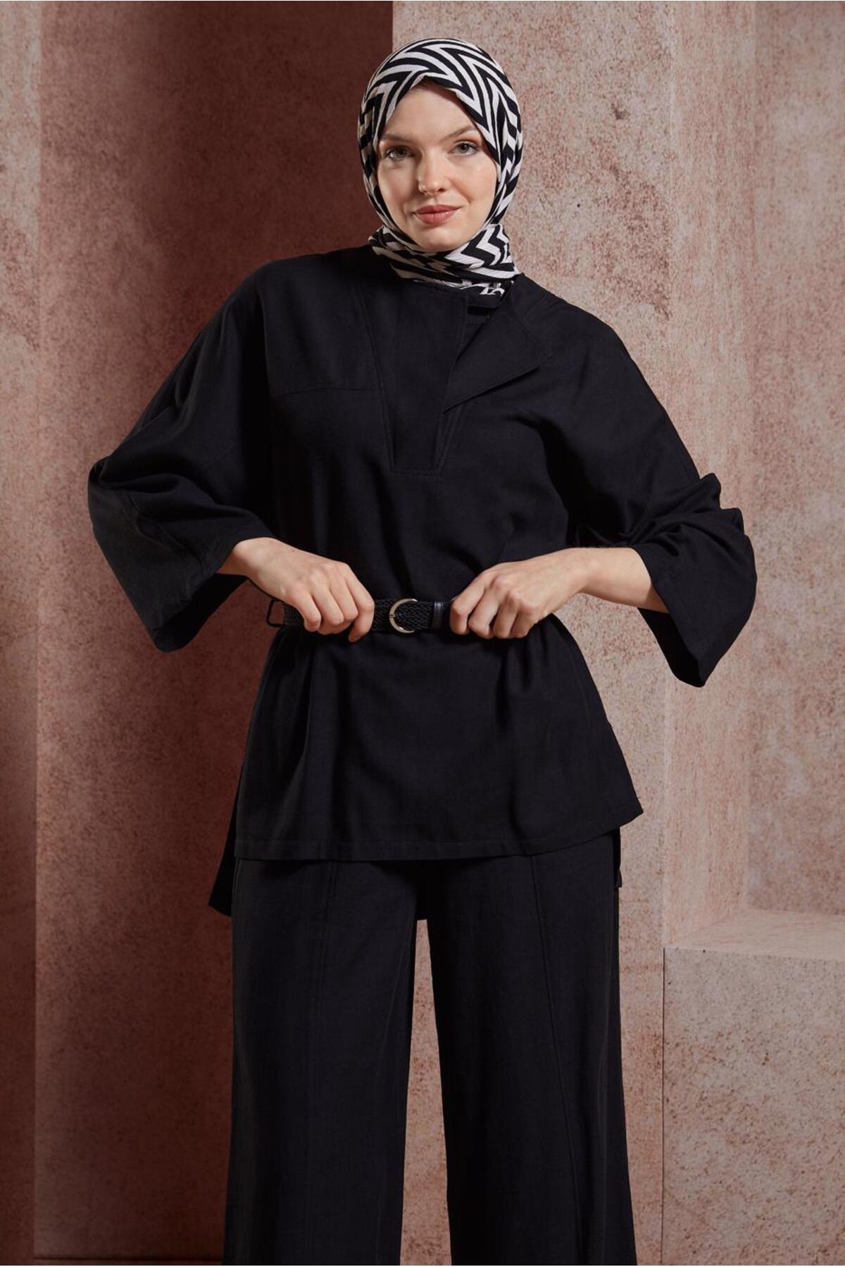 ست لباس زنانه راسته فاق نرمال آستین خفاشی | آلوینا Alvina 24YTKP0044502