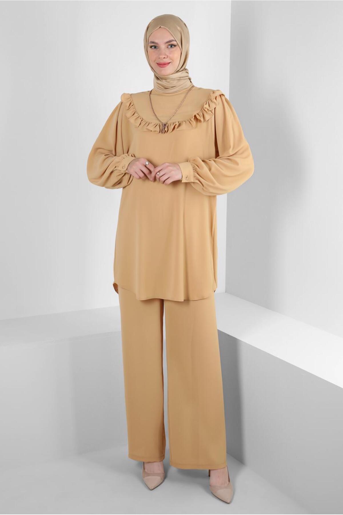 ست لباس زنانه راسته فاق نرمال آستین بالونی | آلوینا Alvina 23YTKP0043861