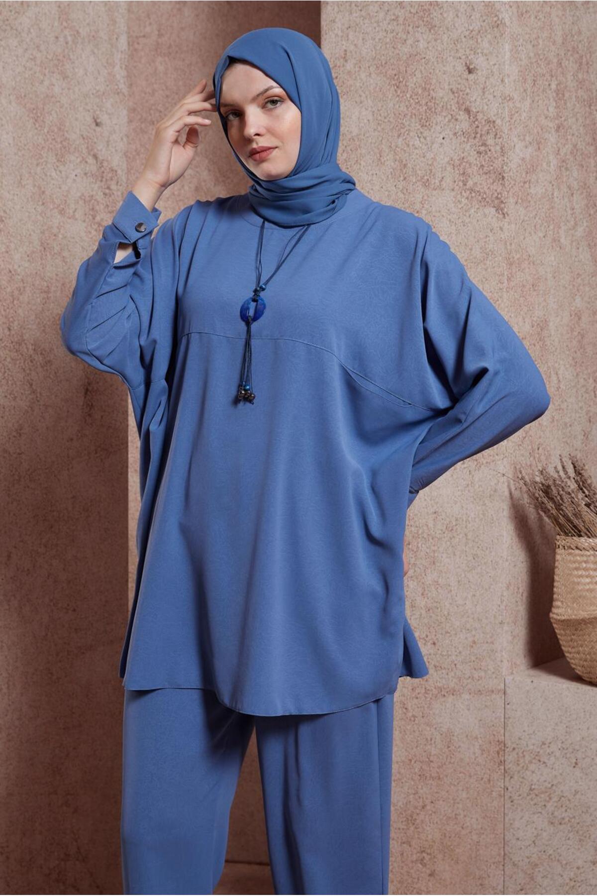 ست لباس زنانه راسته فاق نرمال آستین خفاشی | آلوینا Alvina 24YTKP0044529