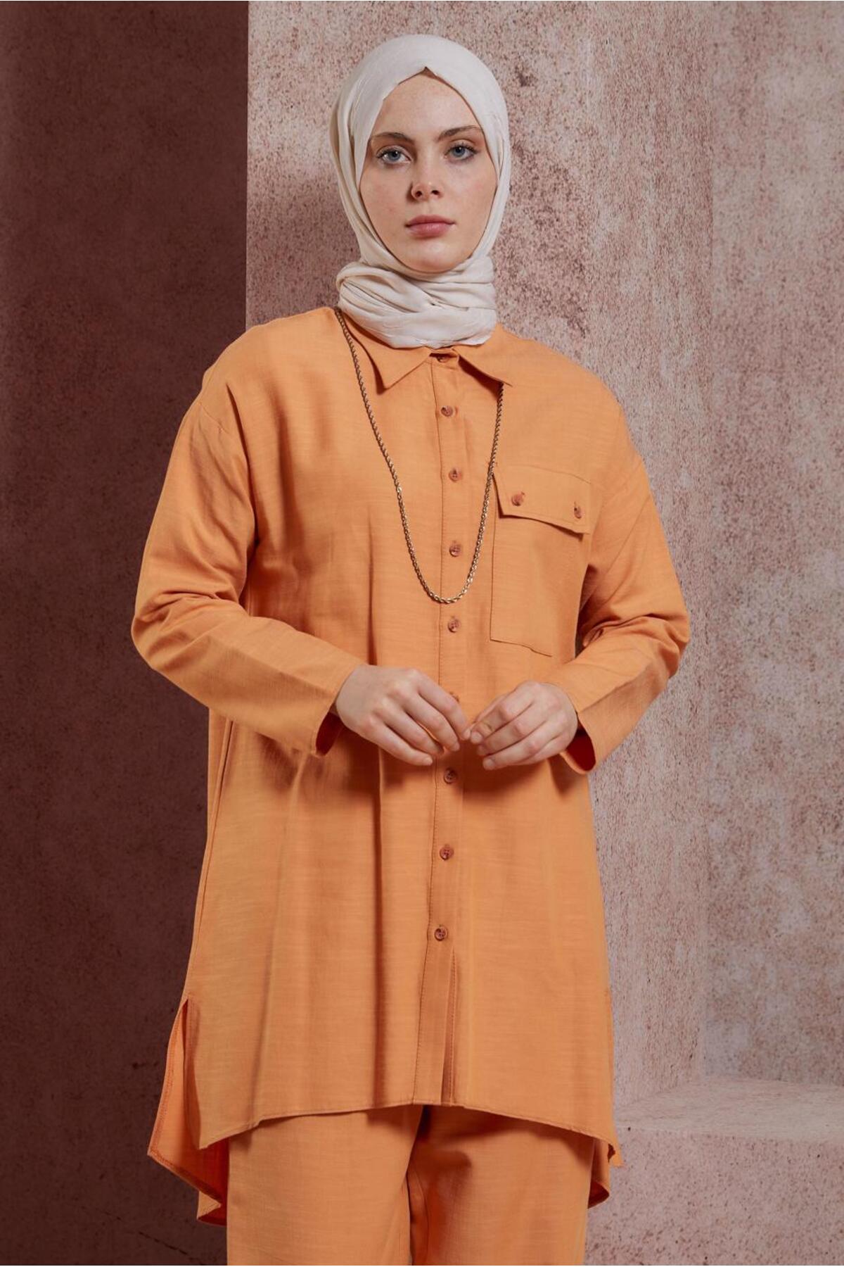 ست لباس زنانه راسته فاق نرمال آستین افتاده | آلوینا Alvina 24YTKP0044437