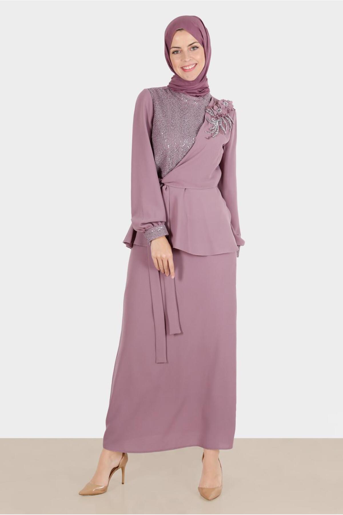 ست لباس زنانه طرح دار فاق نرمال آستین استاندارد | آلوینا Alvina 22YTKE0030282