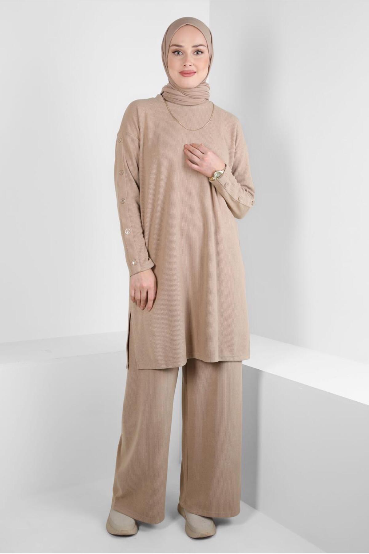 ست لباس زنانه راسته فاق نرمال آستین افتاده | آلوینا Alvina 24KTKP0044340