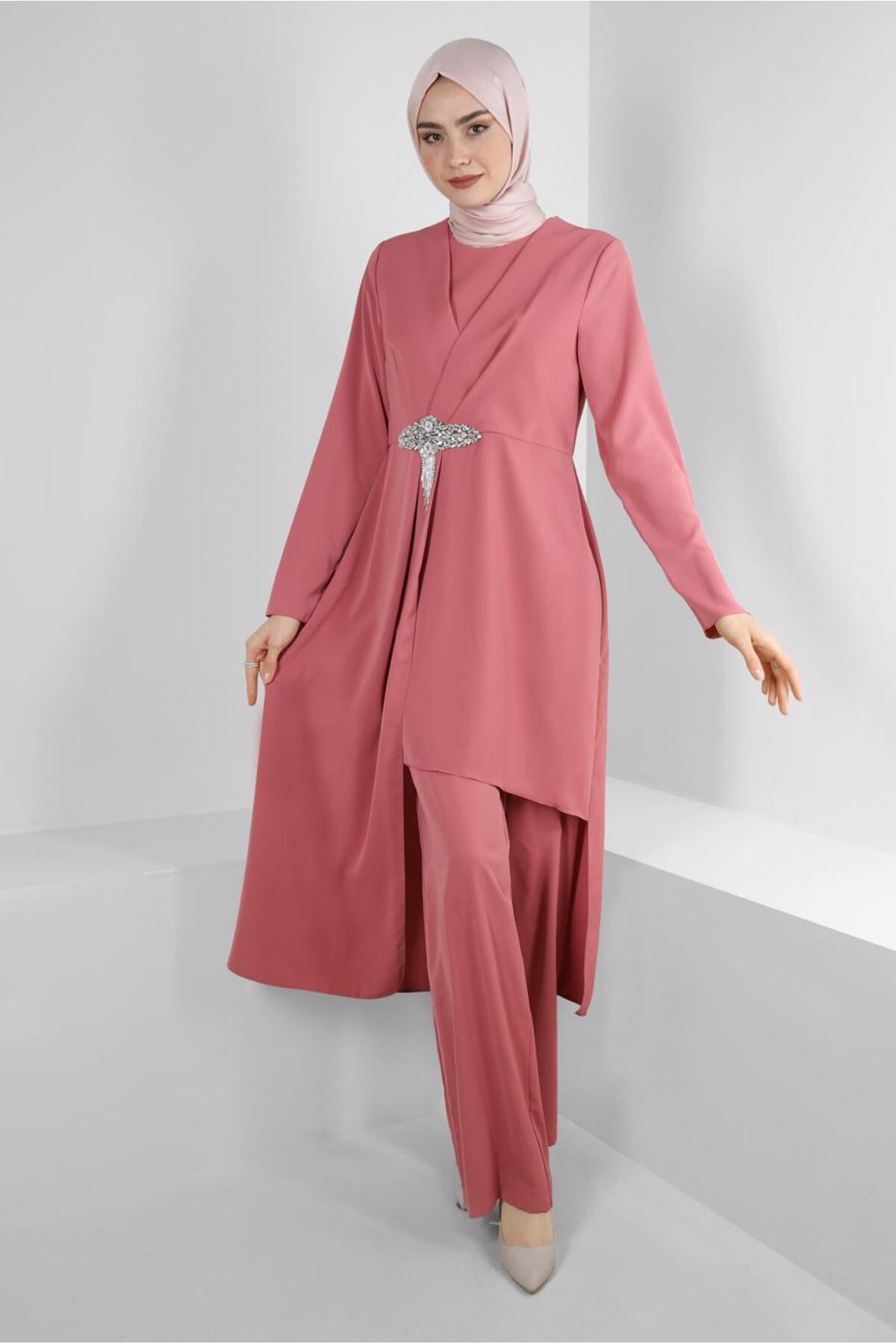 ست لباس زنانه راسته کشسان آستین افتاده | آلوینا Alvina 23YTKP0030324