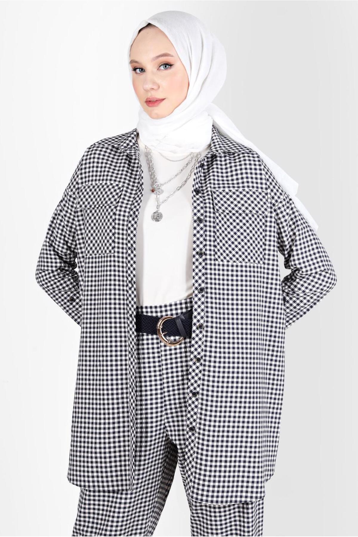 ست لباس زنانه شطرنجی فاق نرمال آستین استاندارد | آلوینا Alvina 22YTKP0042549