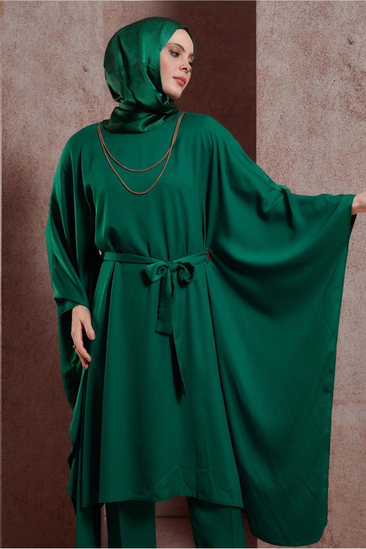 ست لباس زنانه راسته فاق نرمال آستین خفاشی | آلوینا Alvina 24YTKP0044424