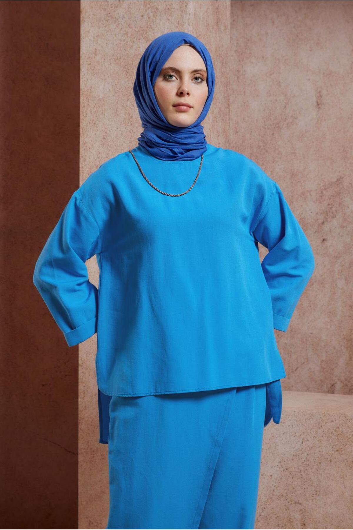 ست لباس زنانه راسته فاق نرمال آستین افتاده | آلوینا Alvina 24YTKP0044415