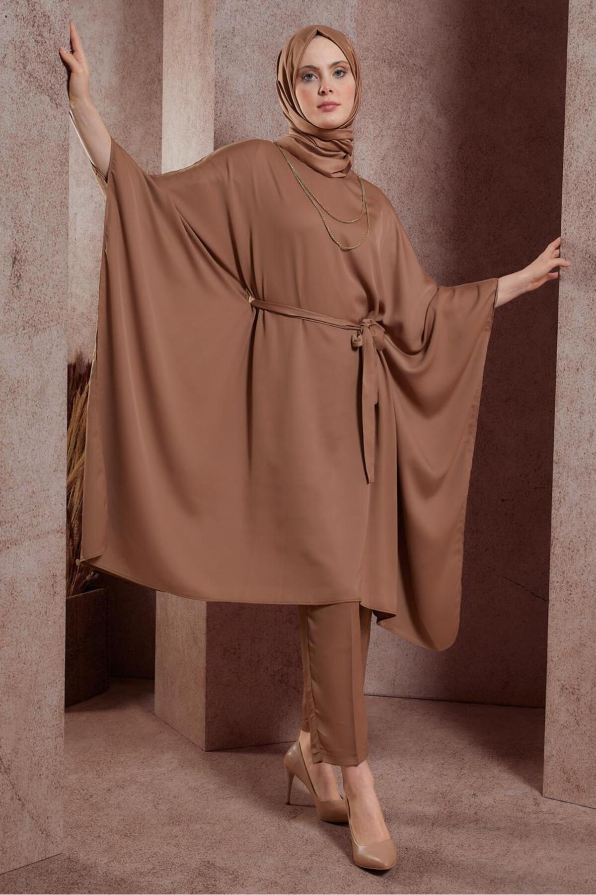 ست لباس زنانه راسته فاق نرمال آستین خفاشی | آلوینا Alvina 24YTKP0044424
