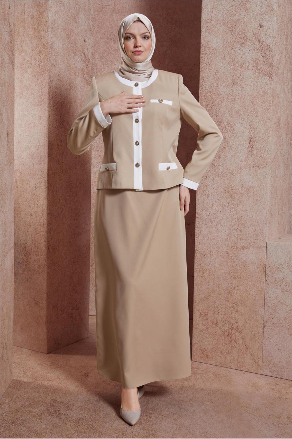 ست لباس زنانه راسته فاق نرمال آستین استاندارد | آلوینا Alvina 24YTKE0030426